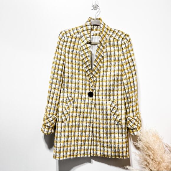 Veronica Beard Yellow White Plaid Jin Dickey Coat Blazer Size S NWOT - Picture 6 of 13